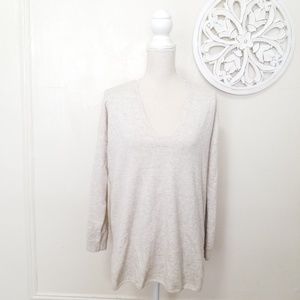 Joie Cream V-Neck Lightweight Sweater